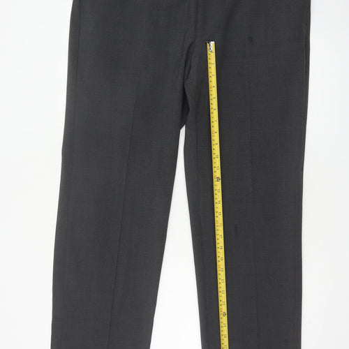 Marks and Spencer Men's Grey 40/31 Regular Wool Blend Dress Trousers