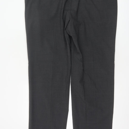 Marks and Spencer Men's Grey 40/31 Regular Wool Blend Dress Trousers