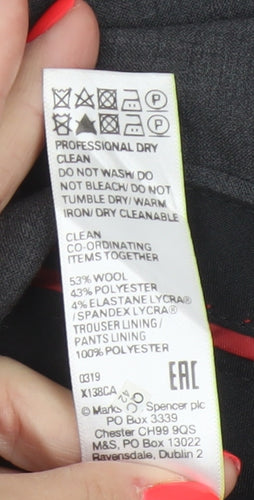 Marks and Spencer Men's Grey 40/31 Regular Wool Blend Dress Trousers