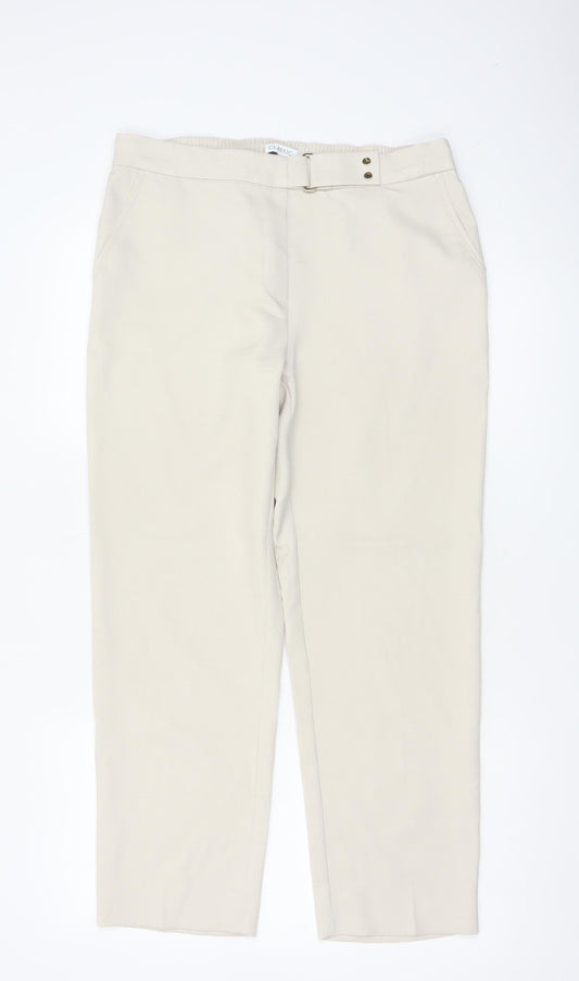 M&S Women Beige UK 12 Classic Straight Leg Trousers Short