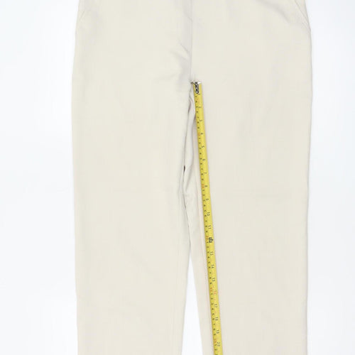 M&S Women Beige UK 12 Classic Straight Leg Trousers Short