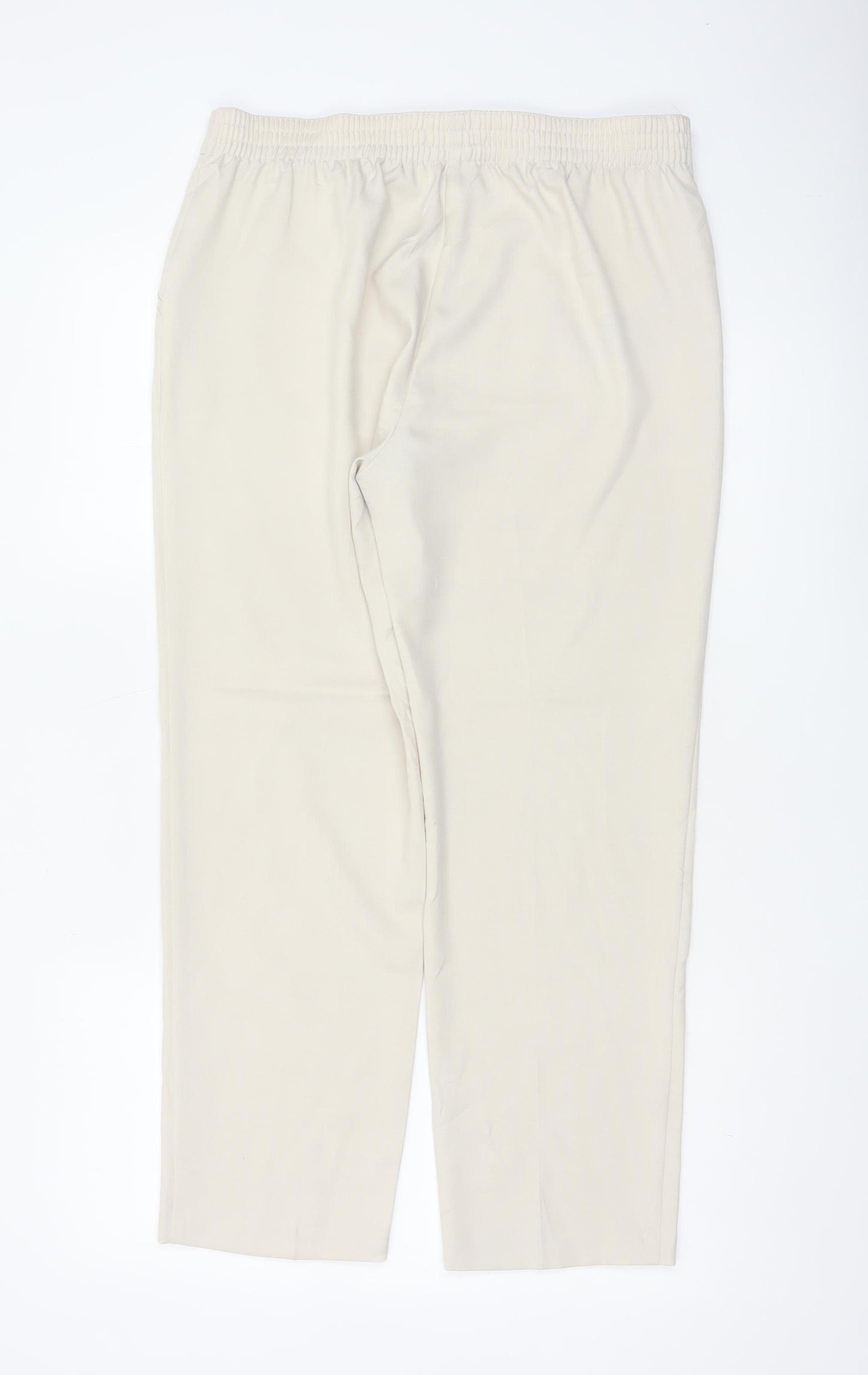 M&S Women Beige UK 12 Classic Straight Leg Trousers Short