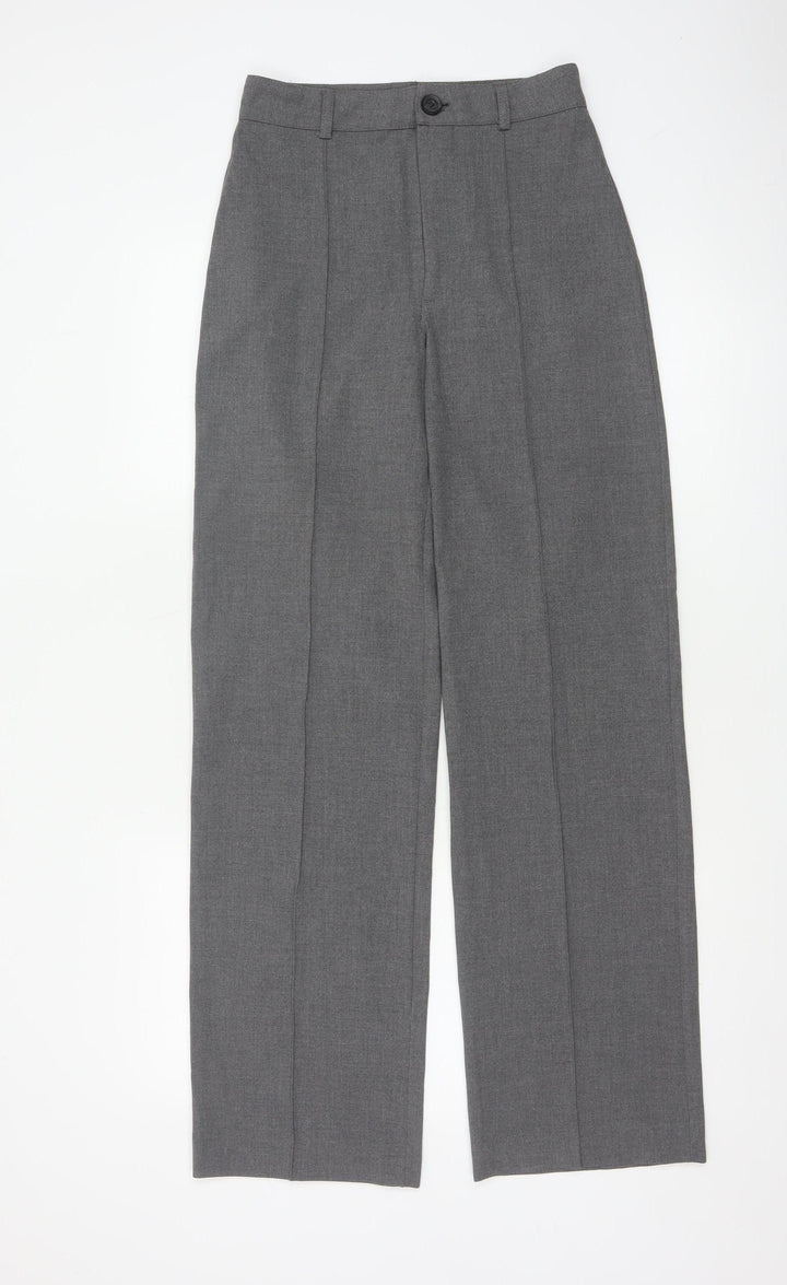 Pull&Bear Women Grey S High Rise Straight Tailored Trousers