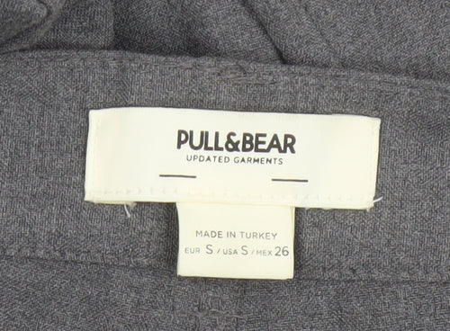 Pull&Bear Women Grey S High Rise Straight Tailored Trousers