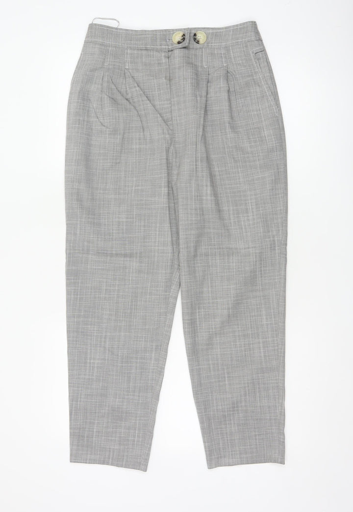 Topshop Women Grey Size 10 Pleated Tapered Dress Trousers Pockets
