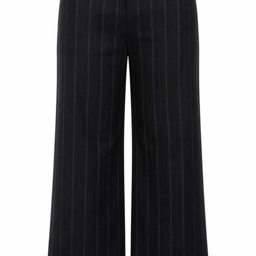 Next Women’s Black Striped Wool Blend Wide-Leg Trousers UK 10 Regular