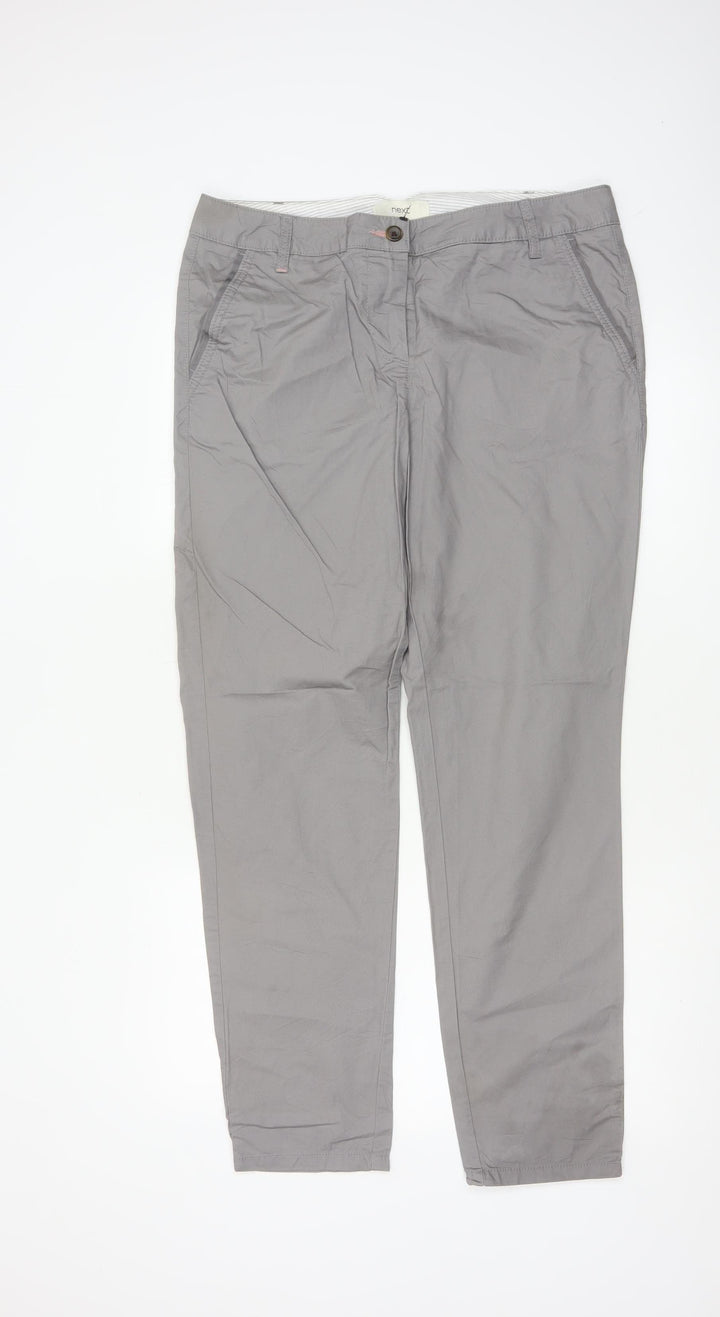 Next Women’s Grey Size 12R Chino Straight Leg Cotton Trousers