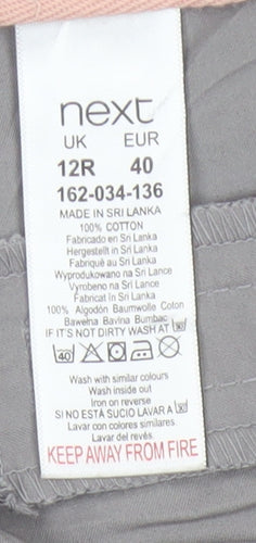 Next Women’s Grey Size 12R Chino Straight Leg Cotton Trousers