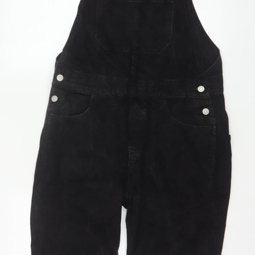 ASOS Design Women Black Size S Cotton Denim Straight Leg Dungarees