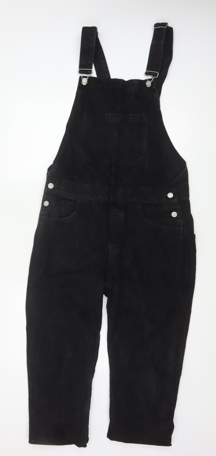 ASOS Design Women Black Size S Cotton Denim Straight Leg Dungarees