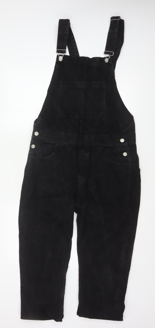 ASOS Design Women Black Size S Cotton Denim Straight Leg Dungarees
