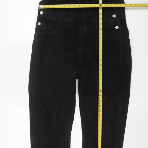 ASOS Design Women Black Size S Cotton Denim Straight Leg Dungarees