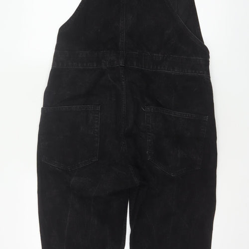 ASOS Design Women Black Size S Cotton Denim Straight Leg Dungarees