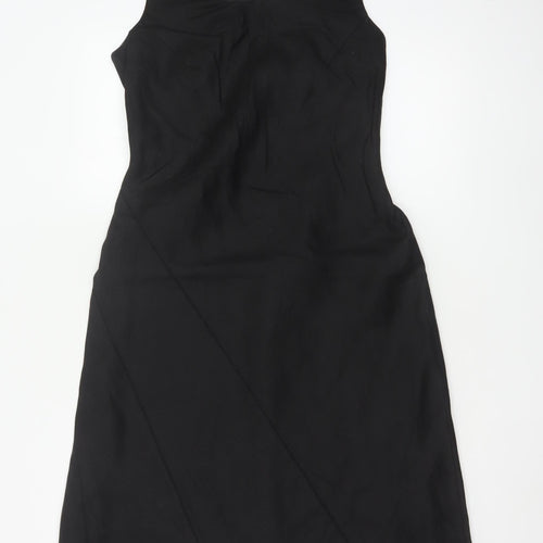 Marks and Spencer Women Black UK 10 Linen A-Line Knee Length Dress
