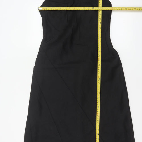 Marks and Spencer Women Black UK 10 Linen A-Line Knee Length Dress