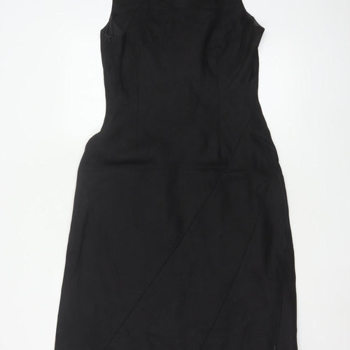 Marks and Spencer Women Black UK 10 Linen A-Line Knee Length Dress