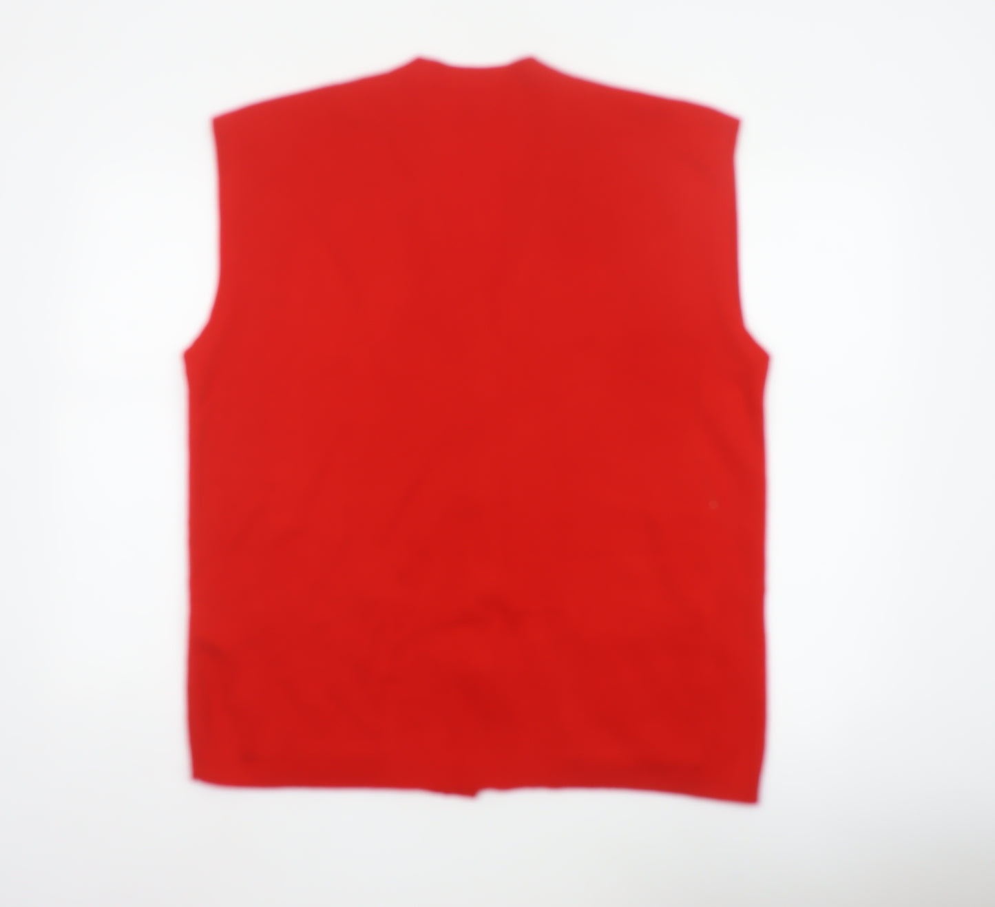 Canda Women Red UK 24 V-Neck Button Knit Vest Cardigan Pockets