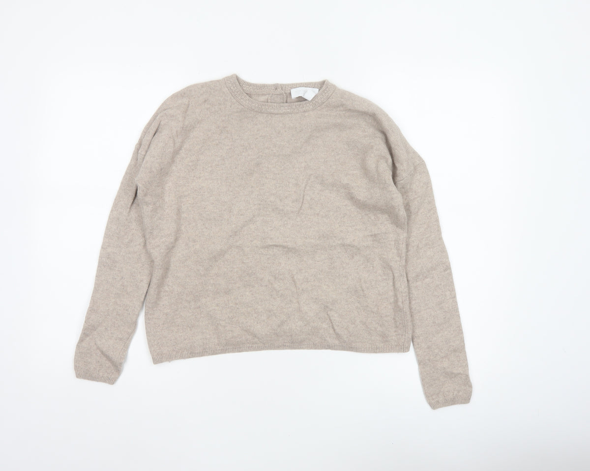 The White Company Women’s Beige Size 8 Button Back Knit Pullover