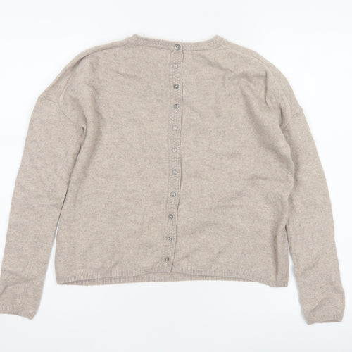 The White Company Women’s Beige Size 8 Button Back Knit Pullover