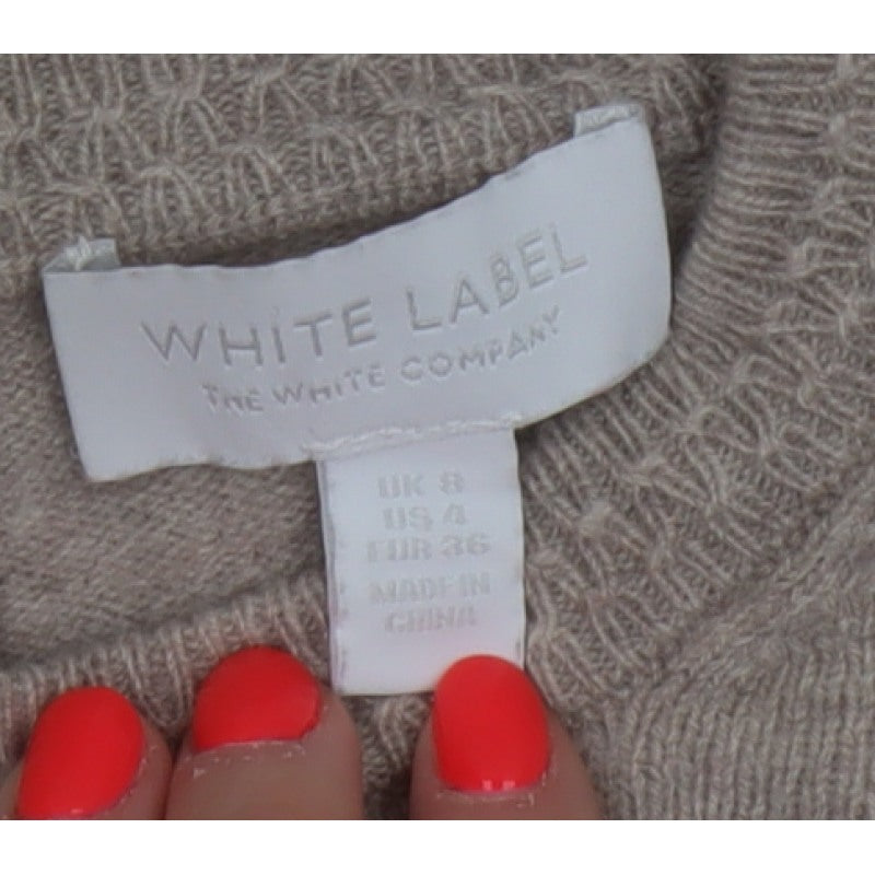 The White Company Women’s Beige Size 8 Button Back Knit Pullover