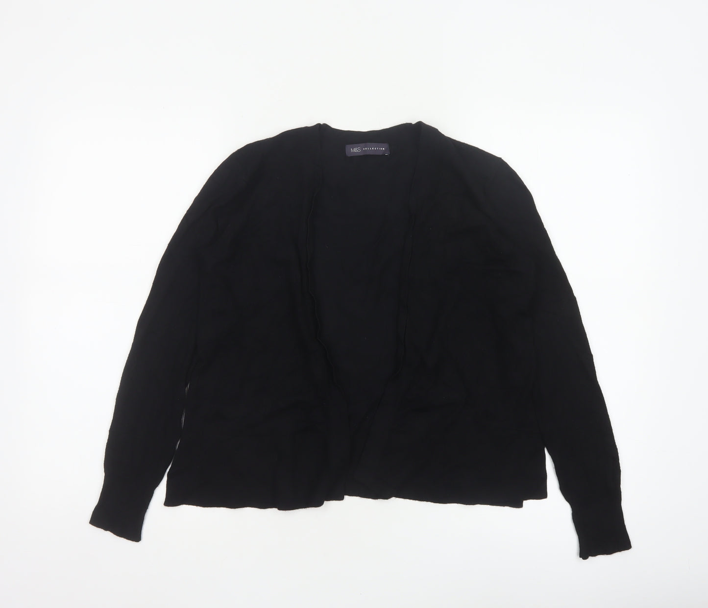 Marks and Spencer Women’s Black Size 8 Open V-Neck Cardigan