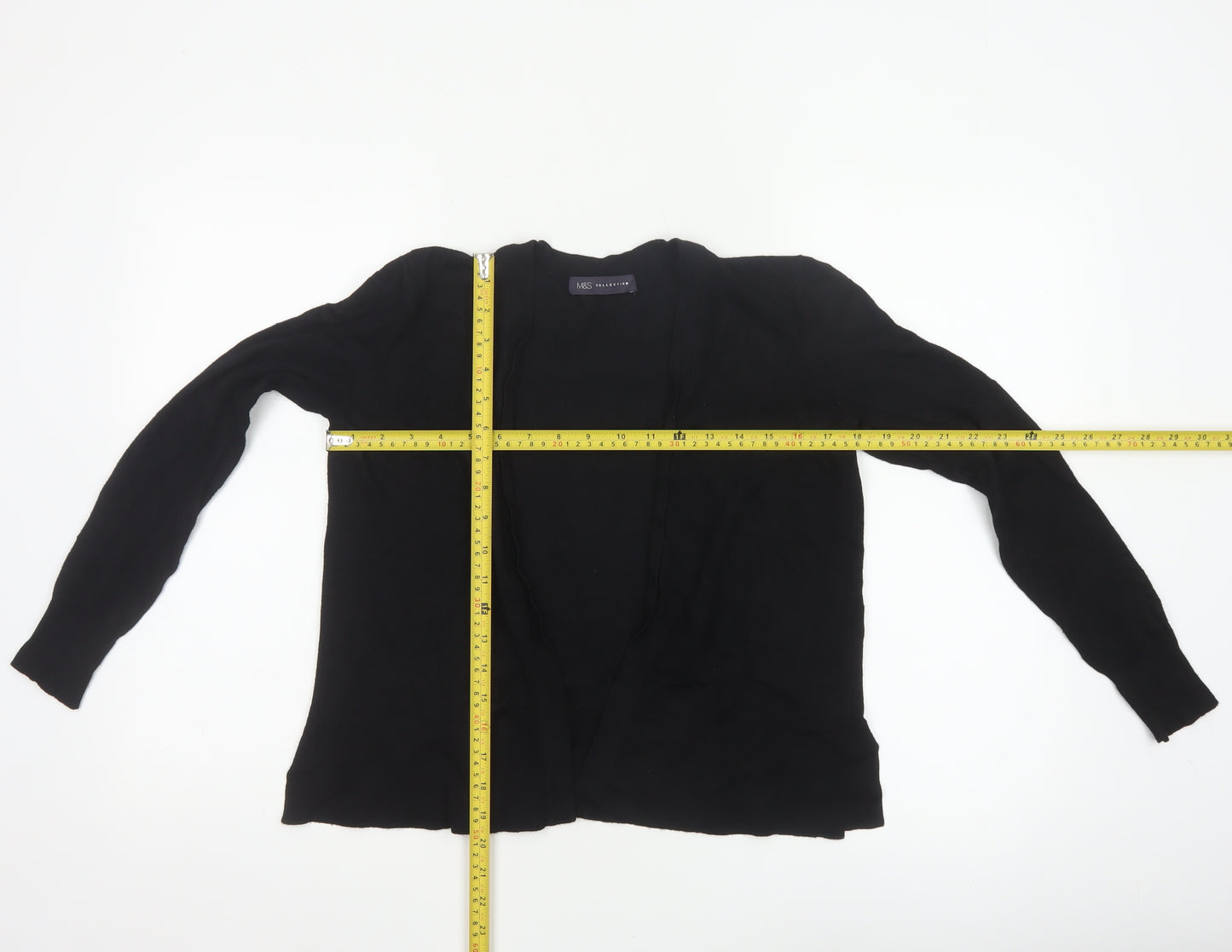 Marks and Spencer Women’s Black Size 8 Open V-Neck Cardigan