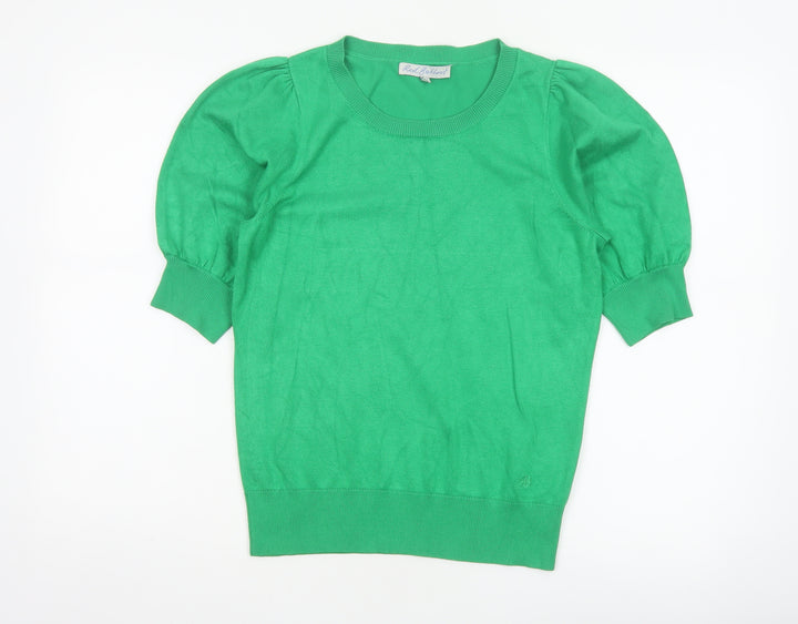 Red Button Women Green S Puff Sleeve Knit Pullover Jumper