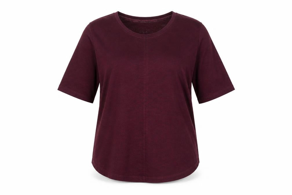 Front view of Marks & Spencer Women Red UK 8 Basic Jersey 3/4 Sleeve T-Shirt