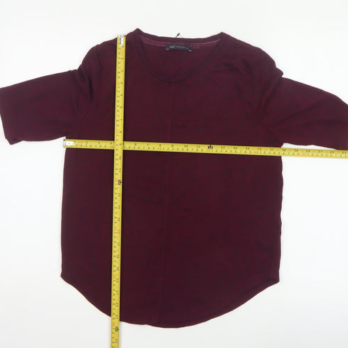 Marks and Spencer Women Red UK 8 Basic Jersey 3/4 Sleeve T-Shirt