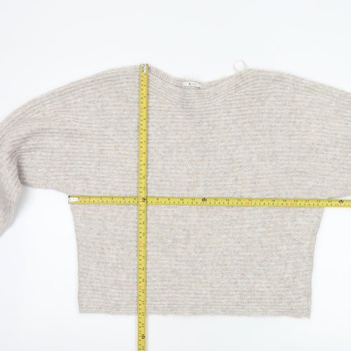 Tu Women’s Beige Size 10 Knit Round Neck Raglan Sleeve Jumper