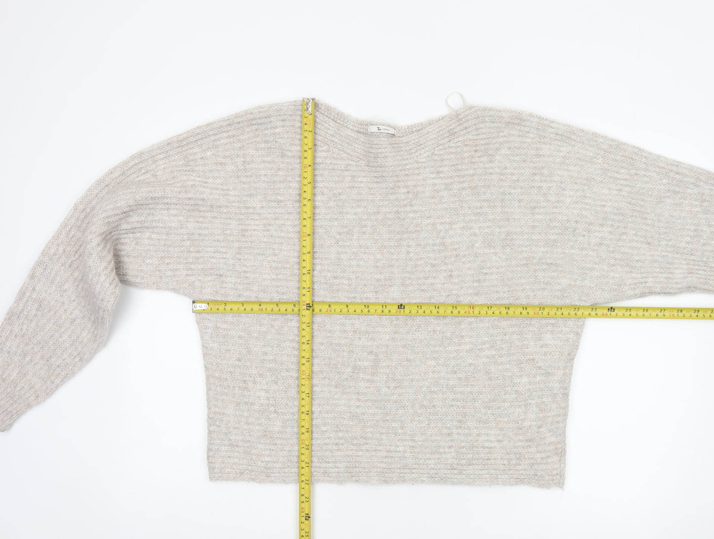 Tu Women’s Beige Size 10 Knit Round Neck Raglan Sleeve Jumper