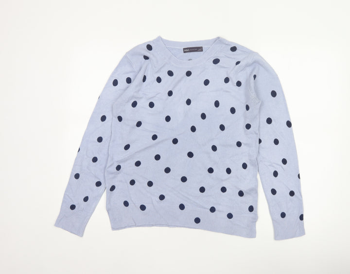 Marks & Spencer Women’s Blue Polka Dot Crew Neck Jumper Size 12