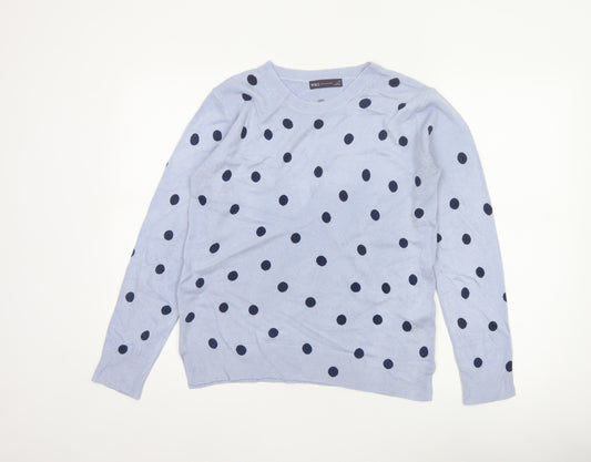 Marks & Spencer Women’s Blue Polka Dot Crew Neck Jumper Size 12