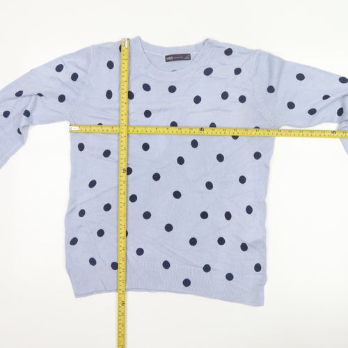 Marks & Spencer Women’s Blue Polka Dot Crew Neck Jumper Size 12