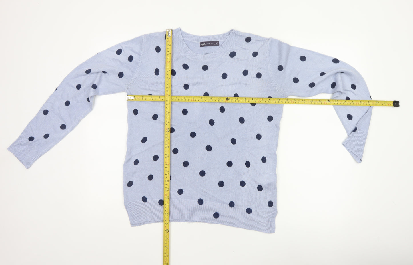 Marks & Spencer Women’s Blue Polka Dot Crew Neck Jumper Size 12