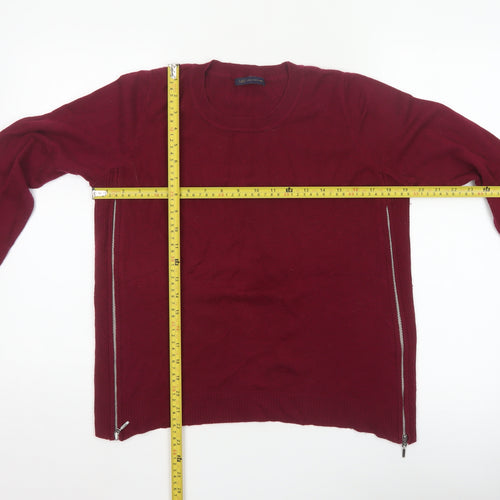 Marks & Spencer Women's Red UK 14 Pullover Jumper Side Zip Wool Blend