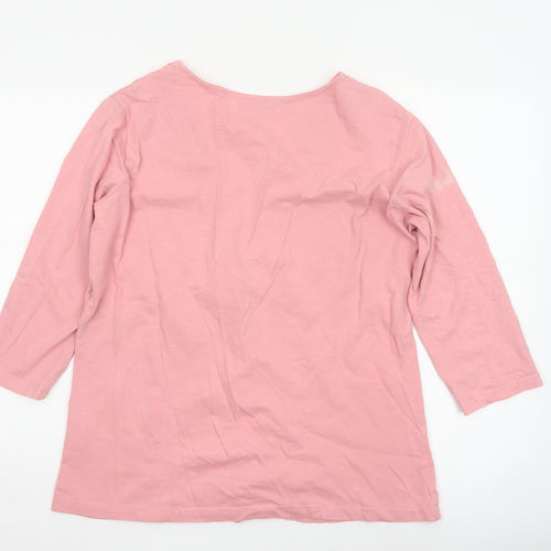 Atlas for Women Pink Cotton Crochet V-Neck Tunic Top UK 18