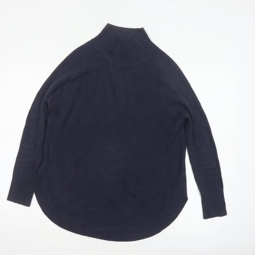 Marks and Spencer Women Blue S Tunic Mock Neck Acrylic Jumper