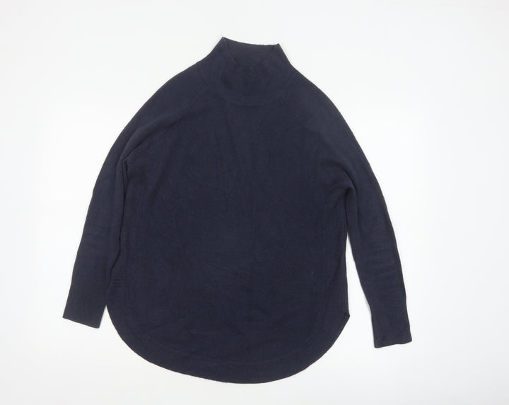 Marks and Spencer Women Blue S Tunic Mock Neck Acrylic Jumper