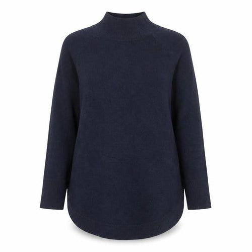 Marks and Spencer Women Blue S Tunic Mock Neck Acrylic Jumper