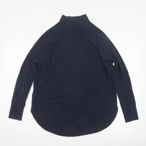 Marks and Spencer Women Blue S Tunic Mock Neck Acrylic Jumper