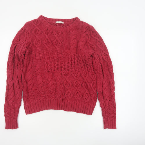Tu Women’s Red Size 12 Cable-Knit Crew Neck Pullover Jumper