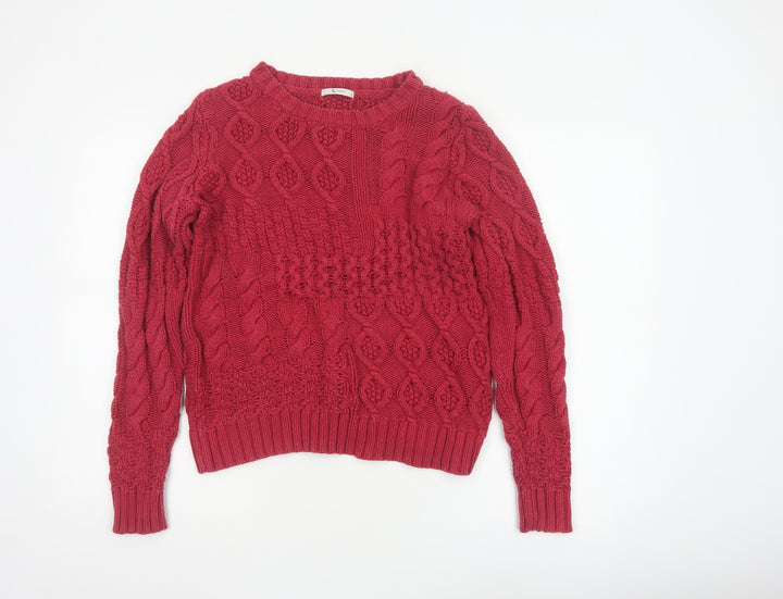 Tu Women’s Red Size 12 Cable-Knit Crew Neck Pullover Jumper