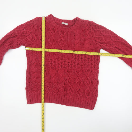 Tu Women’s Red Size 12 Cable-Knit Crew Neck Pullover Jumper