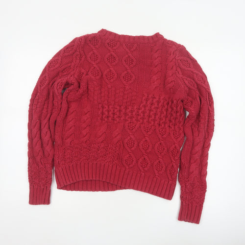 Tu Women’s Red Size 12 Cable-Knit Crew Neck Pullover Jumper