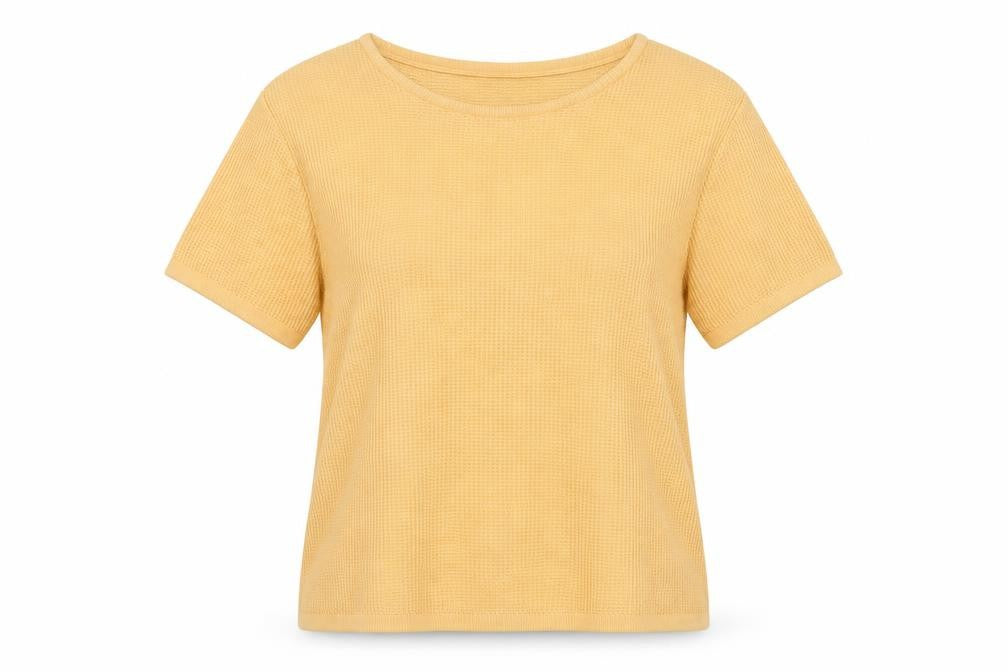 Liz Claiborne Women Yellow S Cotton Knit Jersey Cap Sleeve T-Shirt