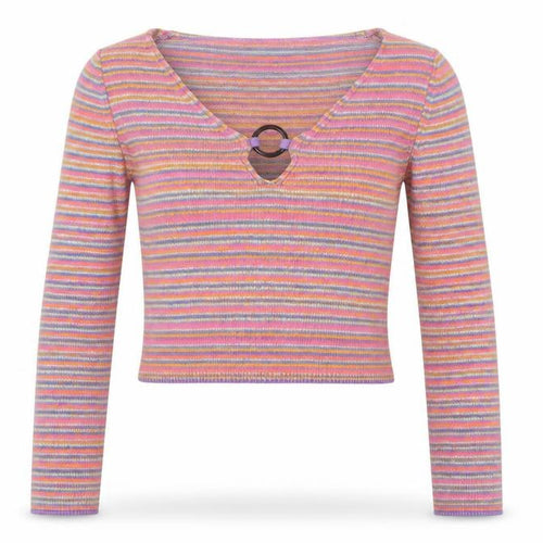 ASOS Design Women’s Multicoloured Stripe V-Neck Cropped Jumper UK 10