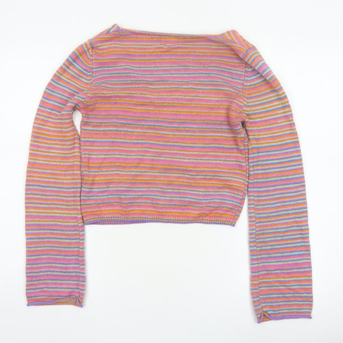 ASOS Design Women’s Multicoloured Stripe V-Neck Cropped Jumper UK 10
