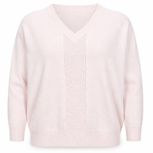 Damart Women Pink Cotton V-Neck Knit Pullover Jumper UK 20