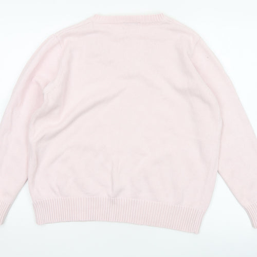 Damart Women Pink Cotton V-Neck Knit Pullover Jumper UK 20